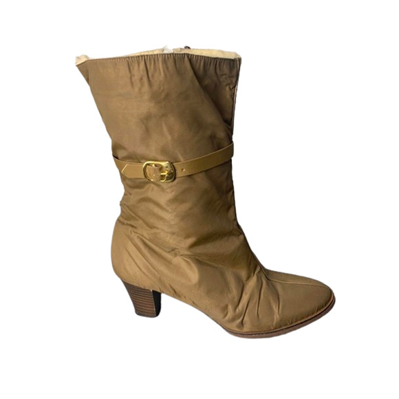 Vintage Style Womens Mid-Calf Heeled Boots Size 6.5M With Buckle - Picture 4 of 8